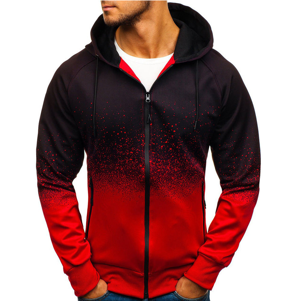 Macymars™ Men's Gradient Print Hooded Zip Sweatshirt Jacket