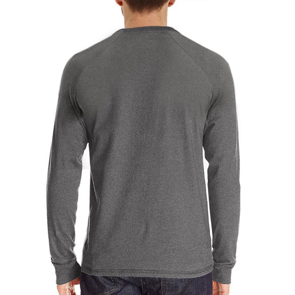 Macymars™ Men's Henley Long Sleeve Crewneck T-Shirts