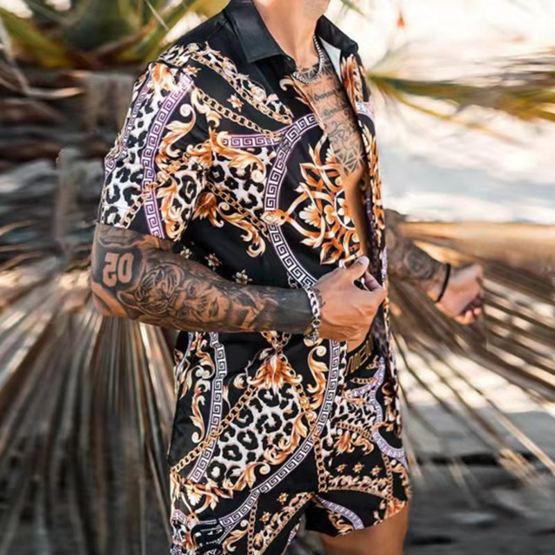 Macymars™ Men's Flower Shirt Hawaiian Sets Casual Button Down Short Sleeve Shirt and Shorts