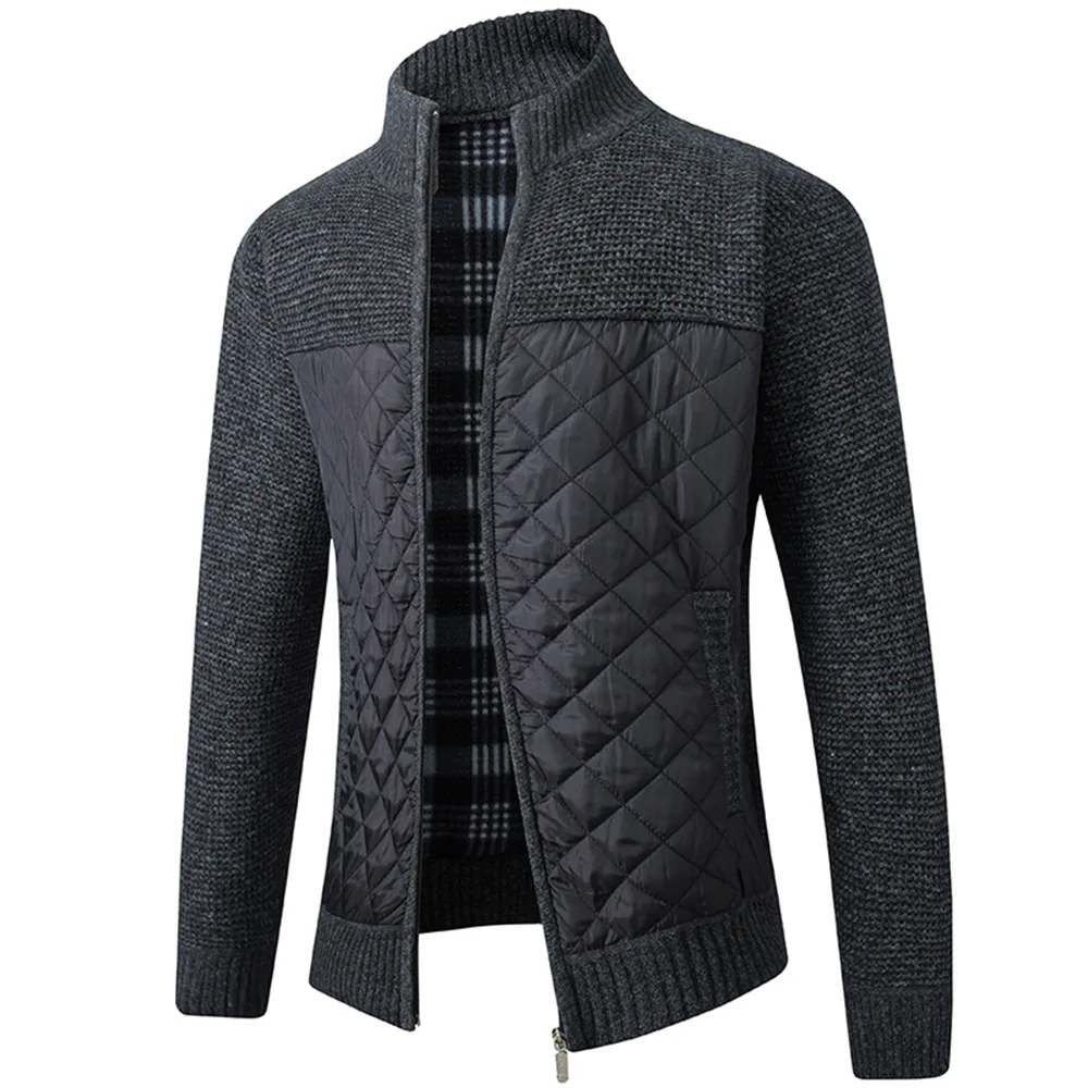Macymars™ Men's Stand-up Collar Striped Plaid Zipper Knitted Jacket Coat