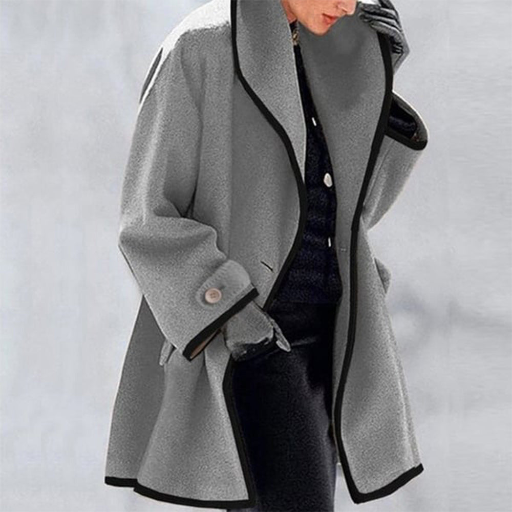 Macymars™ Hooded Color Block Woolen Coat