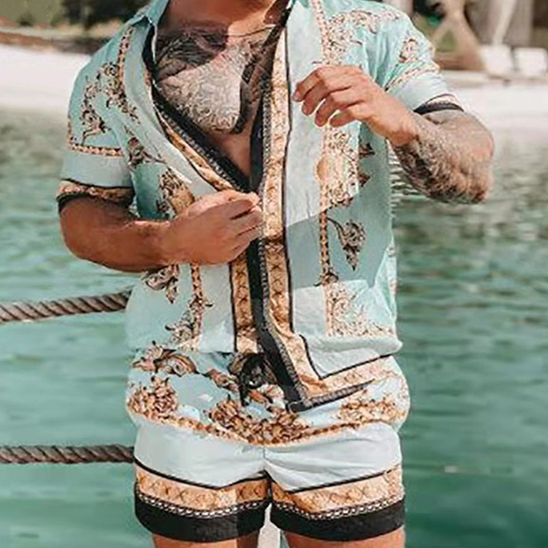 Macymars™ Men's Flower Shirt Hawaiian Sets Casual Button Down Short Sleeve Shirt and Shorts