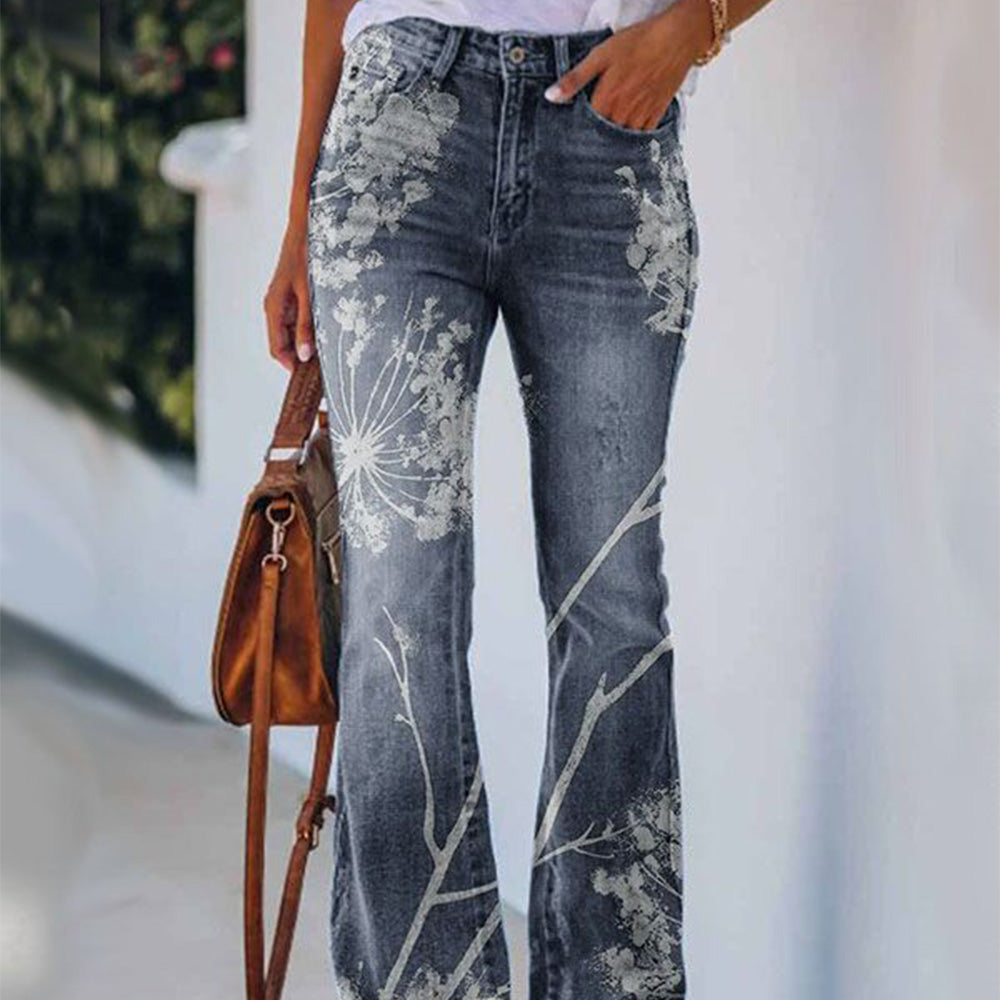 Macymars™ Women's Fashion Print Flare Jeans Pants