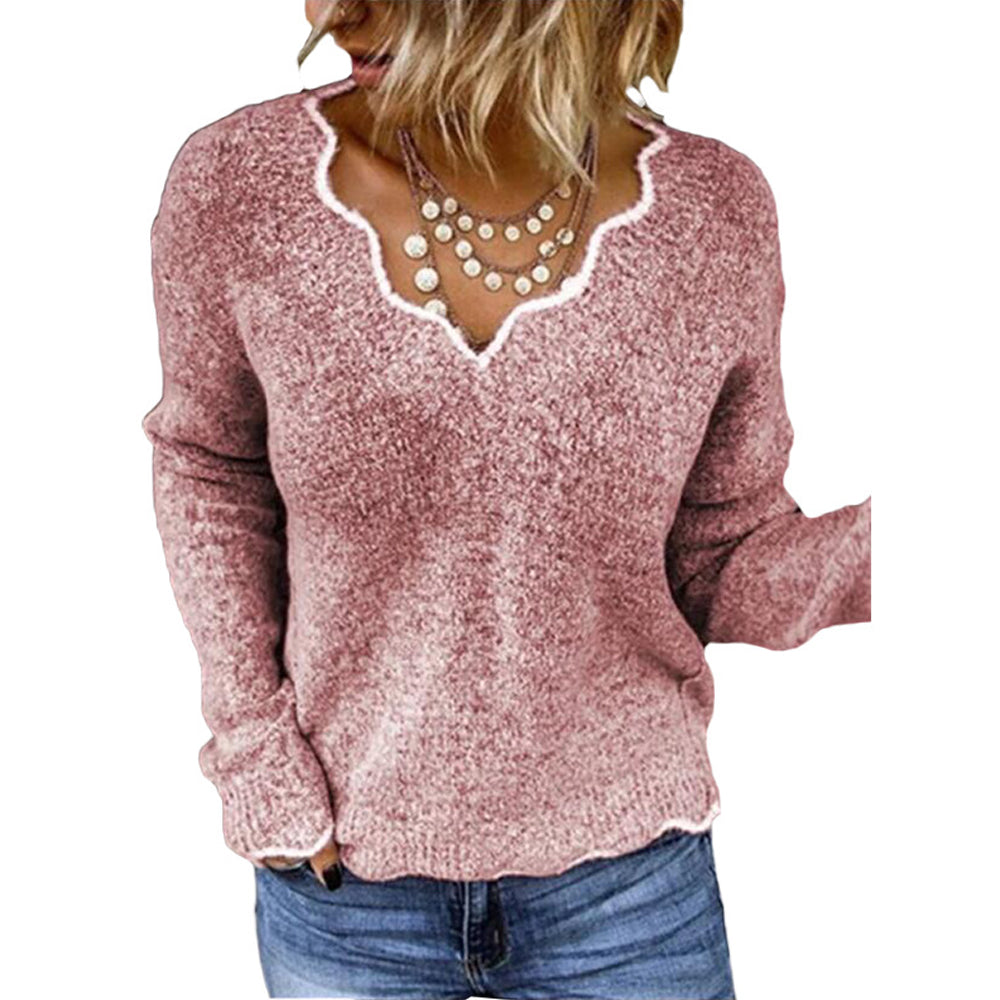 Macymars™ Women's Sexy Lace V-neck Knitted Warm Pullover Sweater