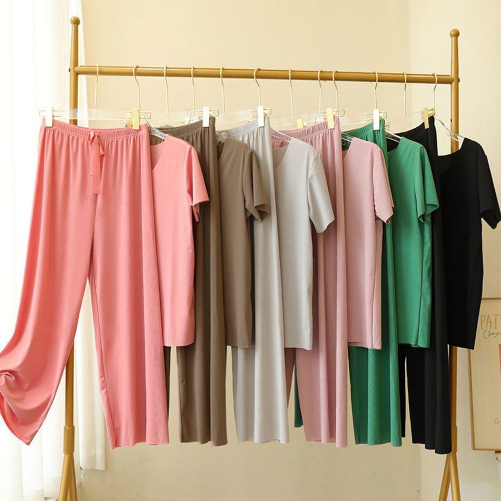 Macymars™ Ice Silk T-Shirt And Wide-leg Pants Two Piece Set