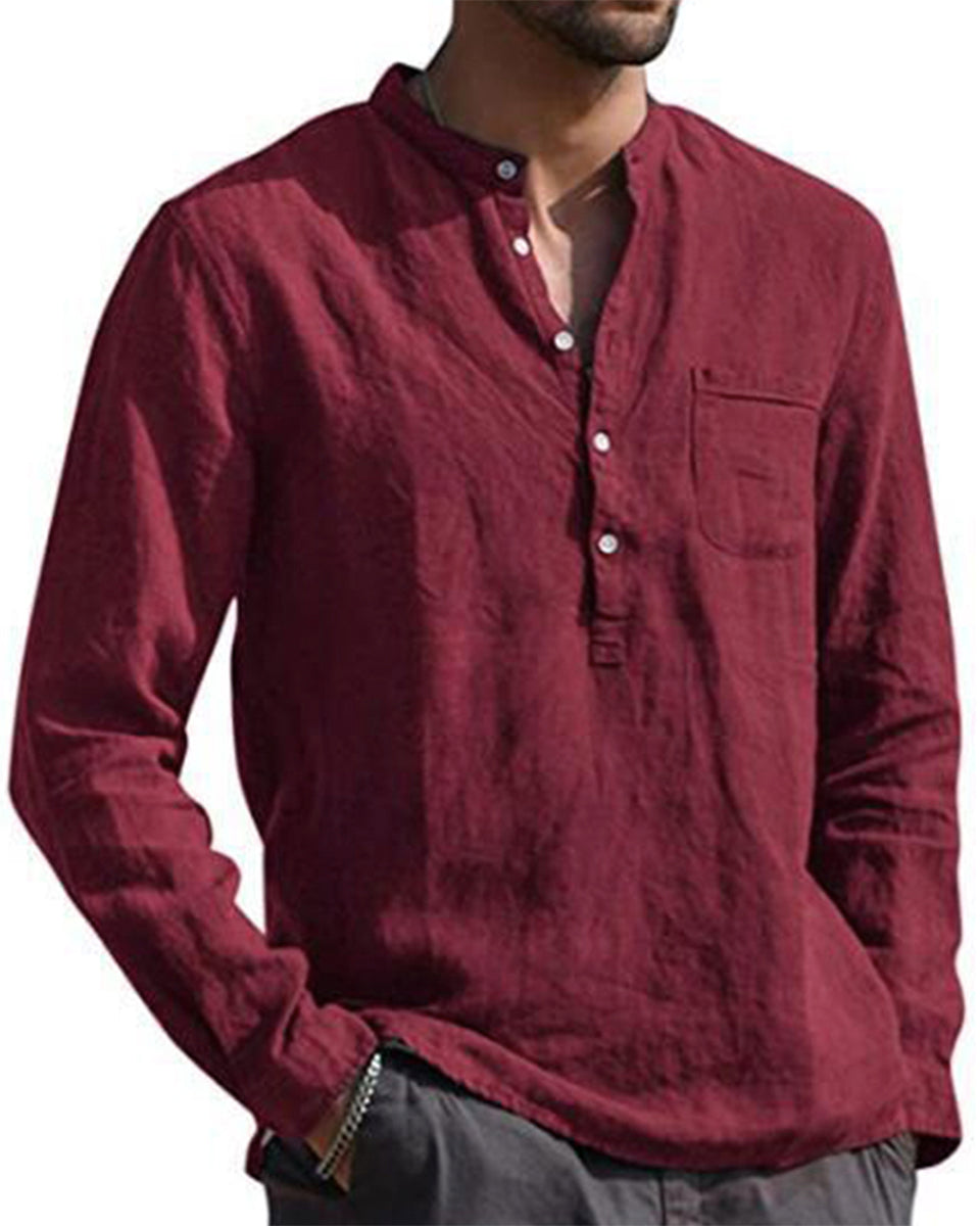 Macymars™ Men's Cotton Linen Long Sleeve Casual T Shirts