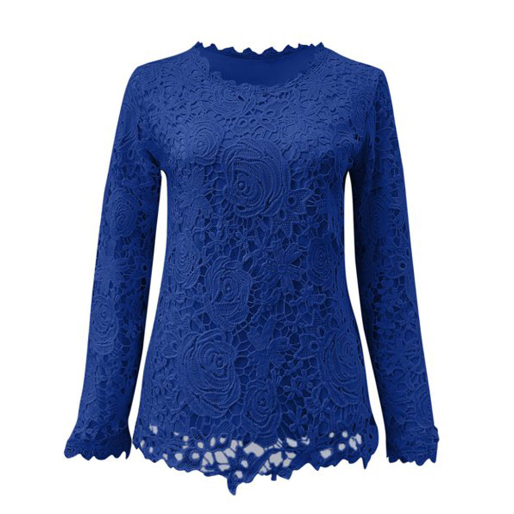 Macymars™ Women's Lace Crew Neck Long Sleeve Top