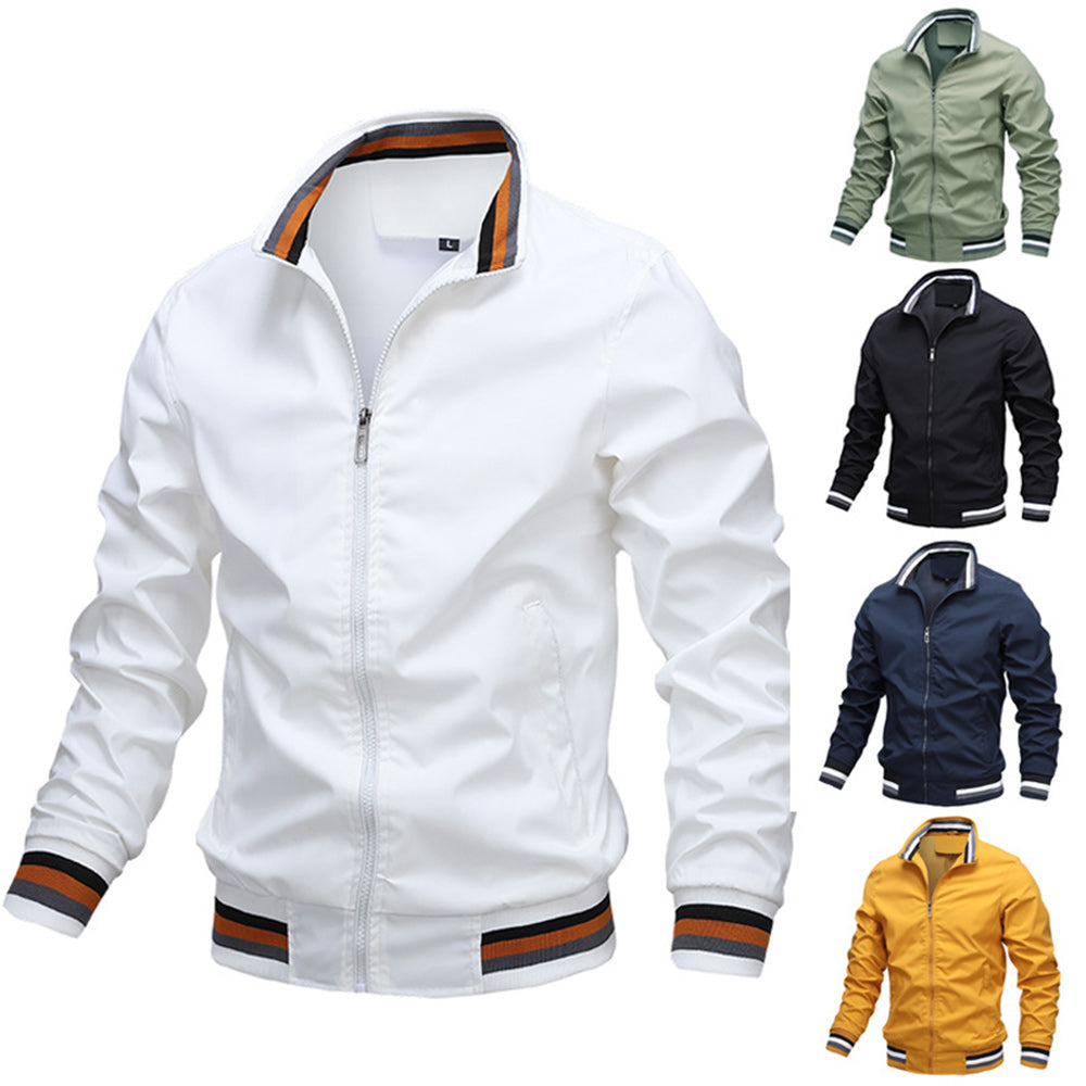 Macymars™ Mens Casual Solid Color Sports Jackets with Zipper Pockets