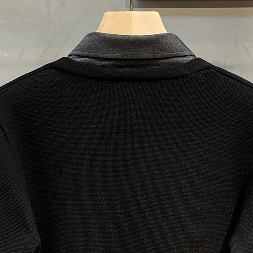 Macymars™ Men's Fake Two-Piece Knitted Cardigan Casual Shirt Collar Sweater