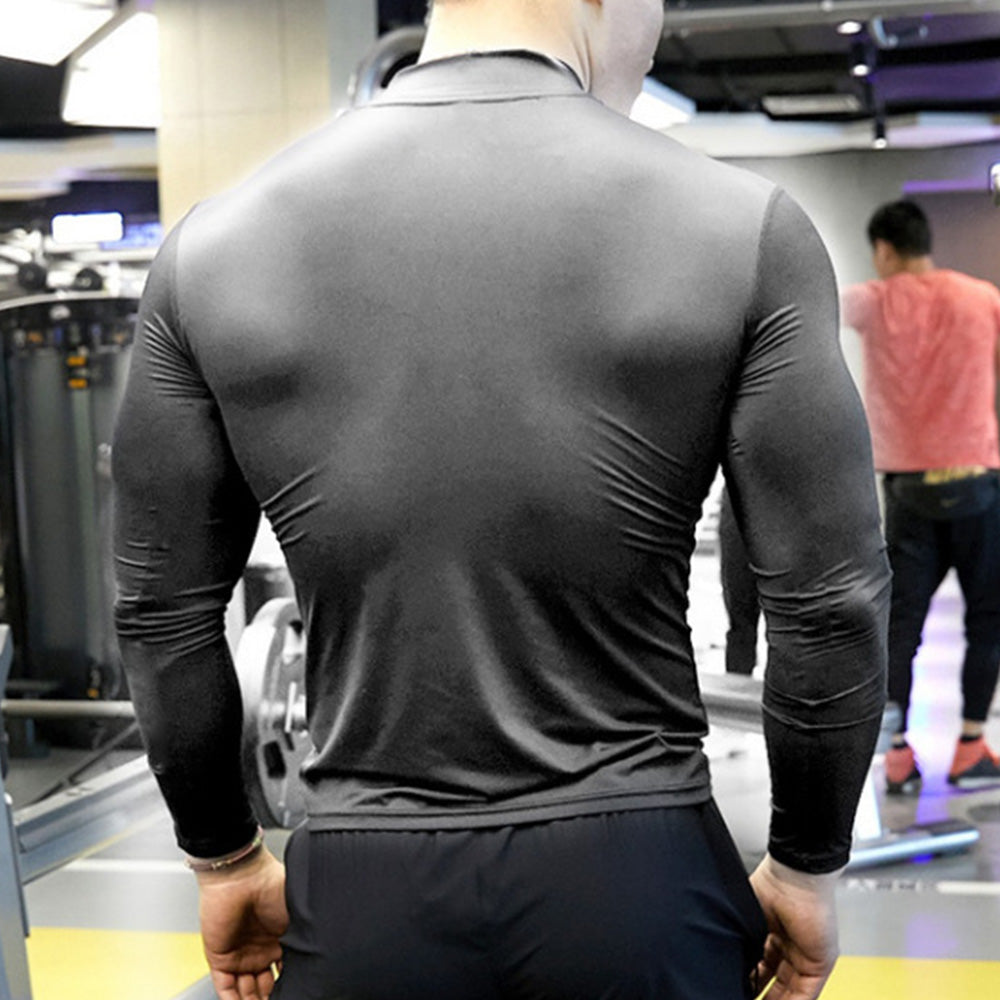 Macymars™ Men Sports Round Neck Long Sleeve Elastic Quick Drying Fitness Top