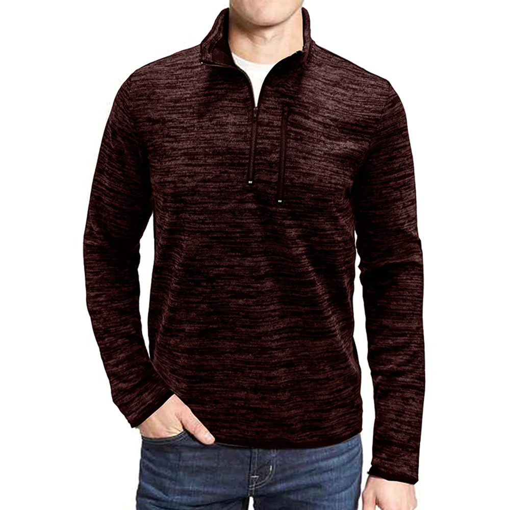 Macymars™ Men's Stand Collar Long Sleeve Pullover with Zipper