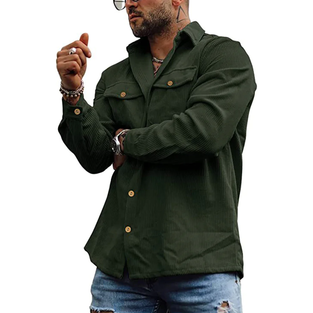 Macymars™ Men's Flap Pocket Lapel Corduroy Coat