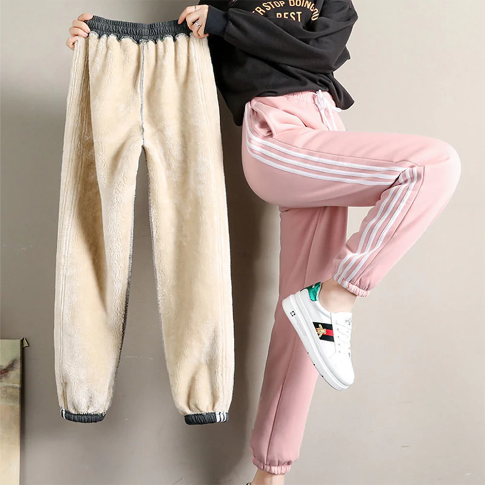 Macymars™ Women Warm Fleece Cotton Solid Joggers Sweatpant