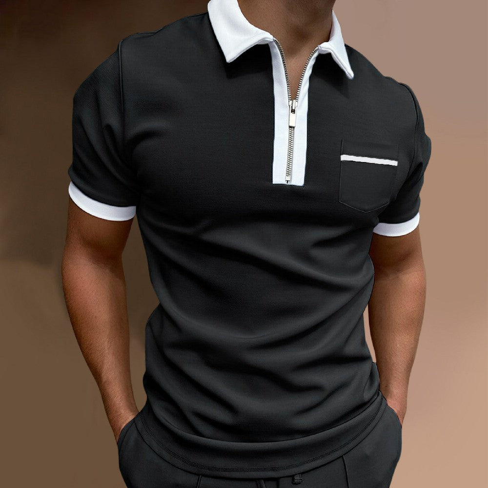 Macymars™ Men's Lapel Zipper Pocket Polo Shirt