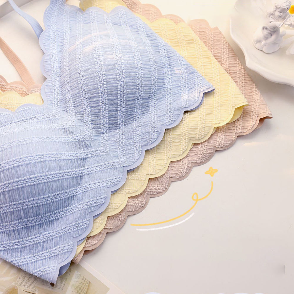 Macymars™ Twill Bubble Yarn Latex Wave Edge Bra