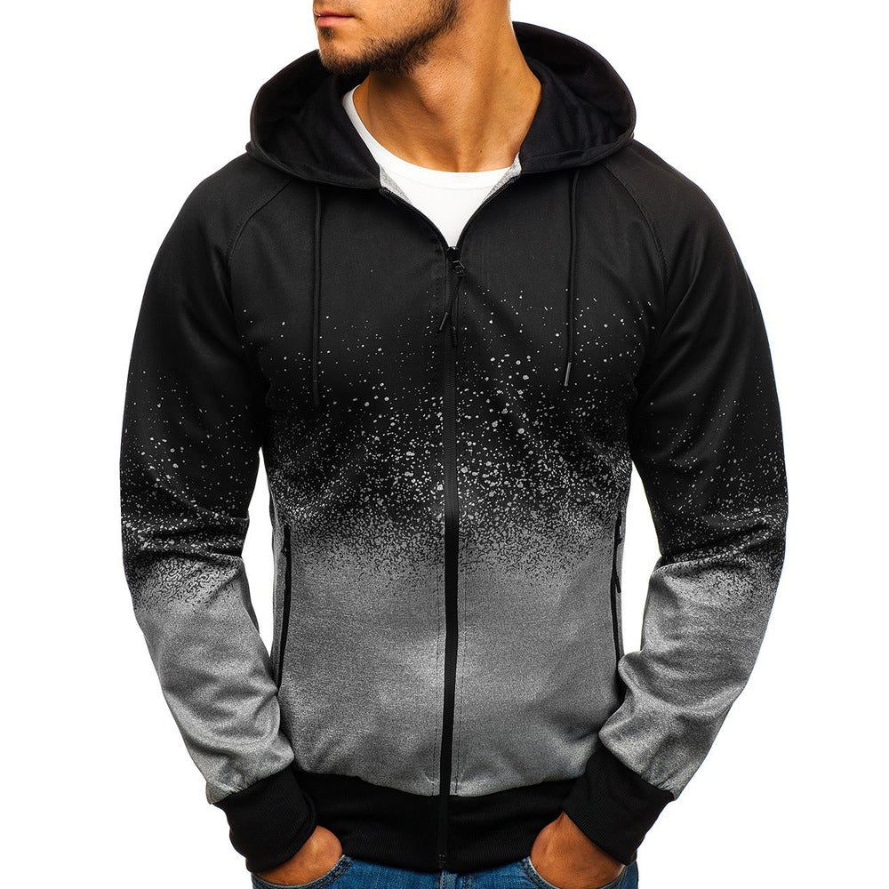 Macymars™ Men's Gradient Print Hooded Zip Sweatshirt Jacket