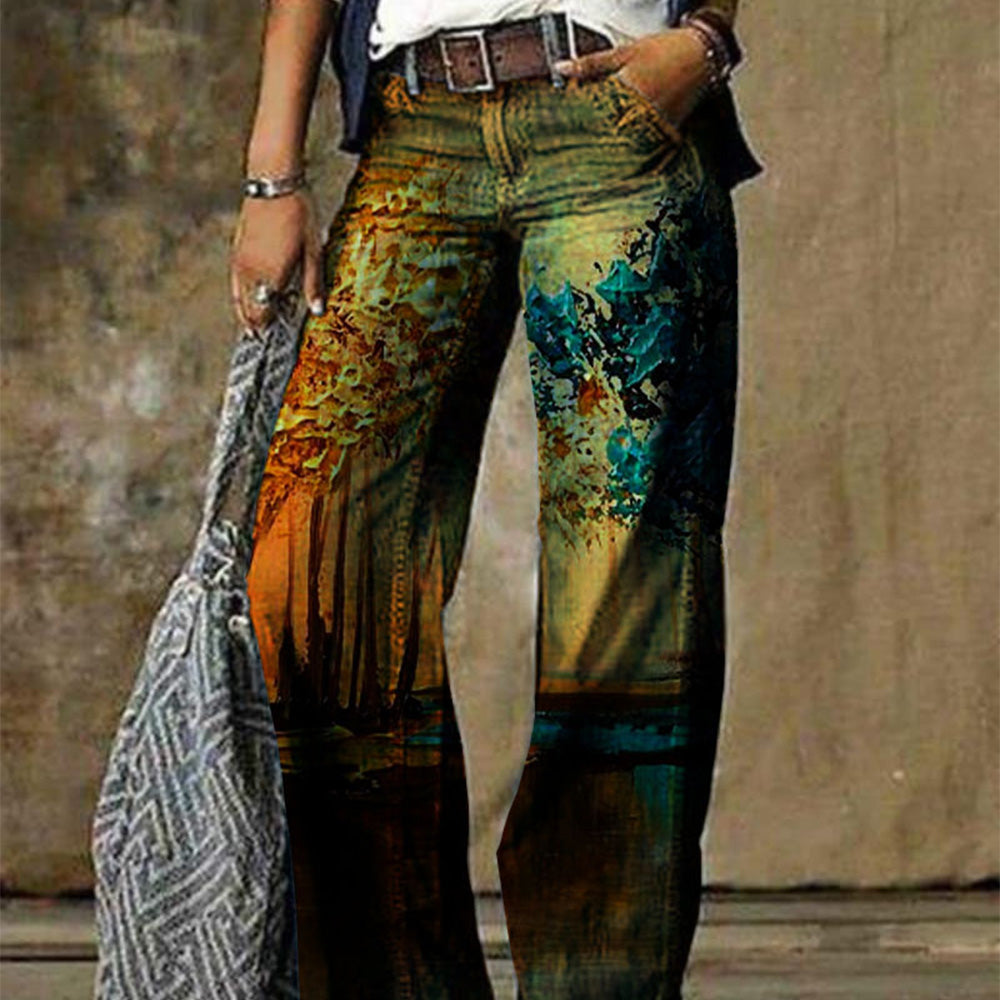 Macymars™ Women's Print Casual Flare Jeans Pants
