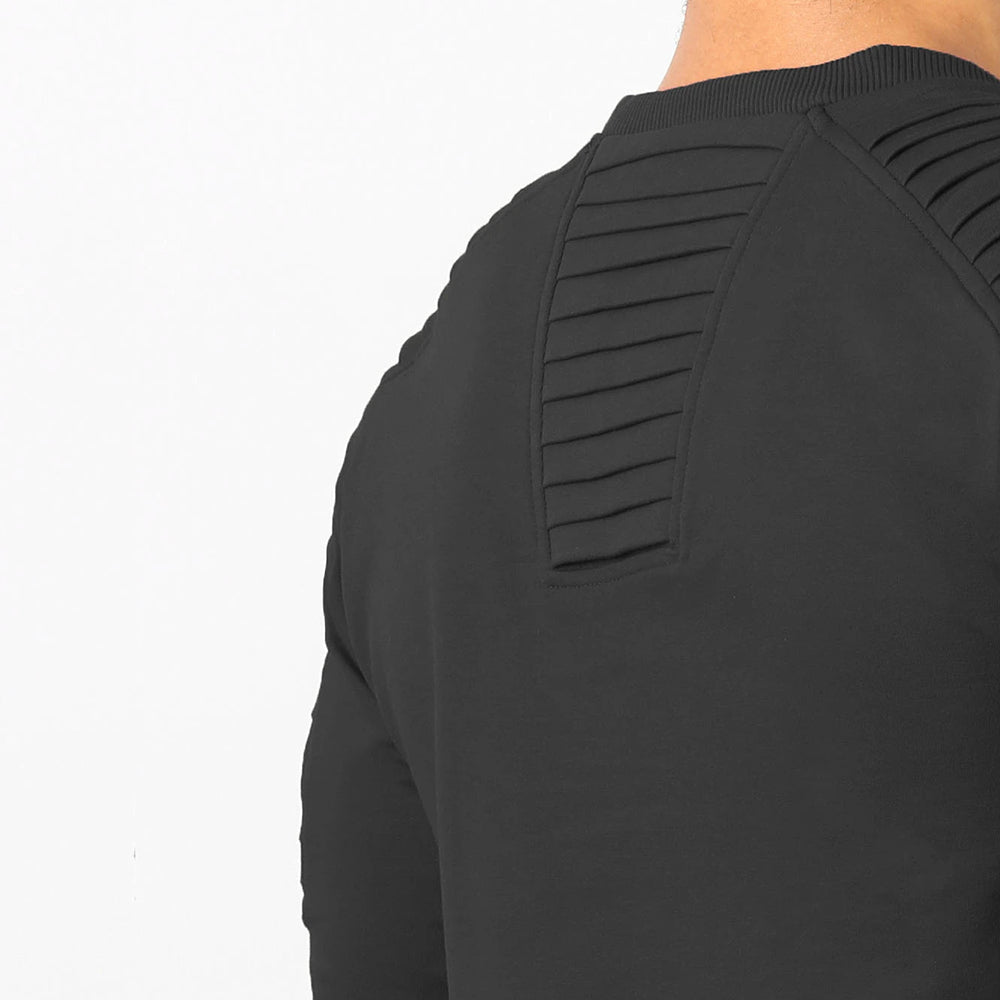 Macymars™ Men's Round Neck Solid Wrinkled Raglan Sleeve Pullover Shirt