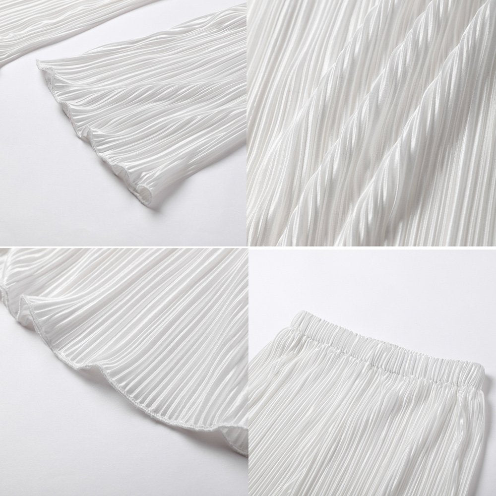 Macymars™ Women Clothing Retro Casual Fashion Fashion Suit 2022 Long Sleeve Loose-Fitting Pleated Wide Leg Pants Two-Piece Set