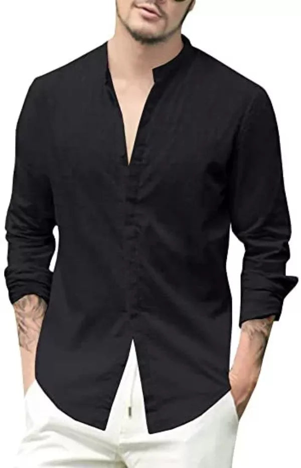 Macymars™ Men's Half Sleeve Solid Color Loose Breathable Casual Cotton Linen Shirts