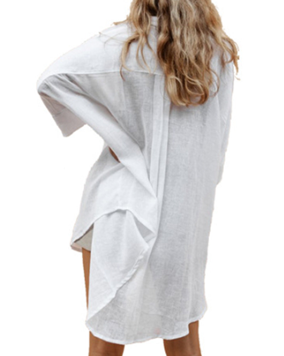 Macymars™ Classic White Solid Color Shirt Tops