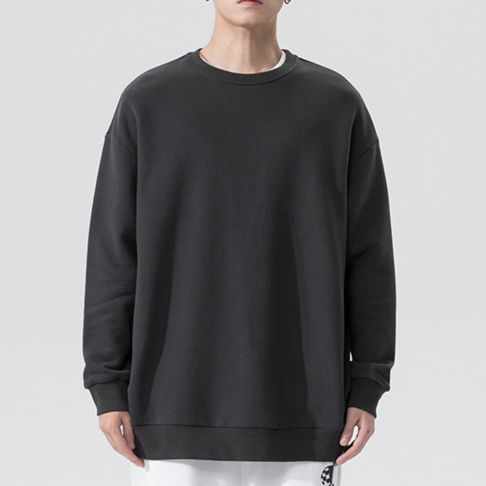 Macymars™ Men's Long Sleeve Round Neck Pullover Solid Color Sweatshirt