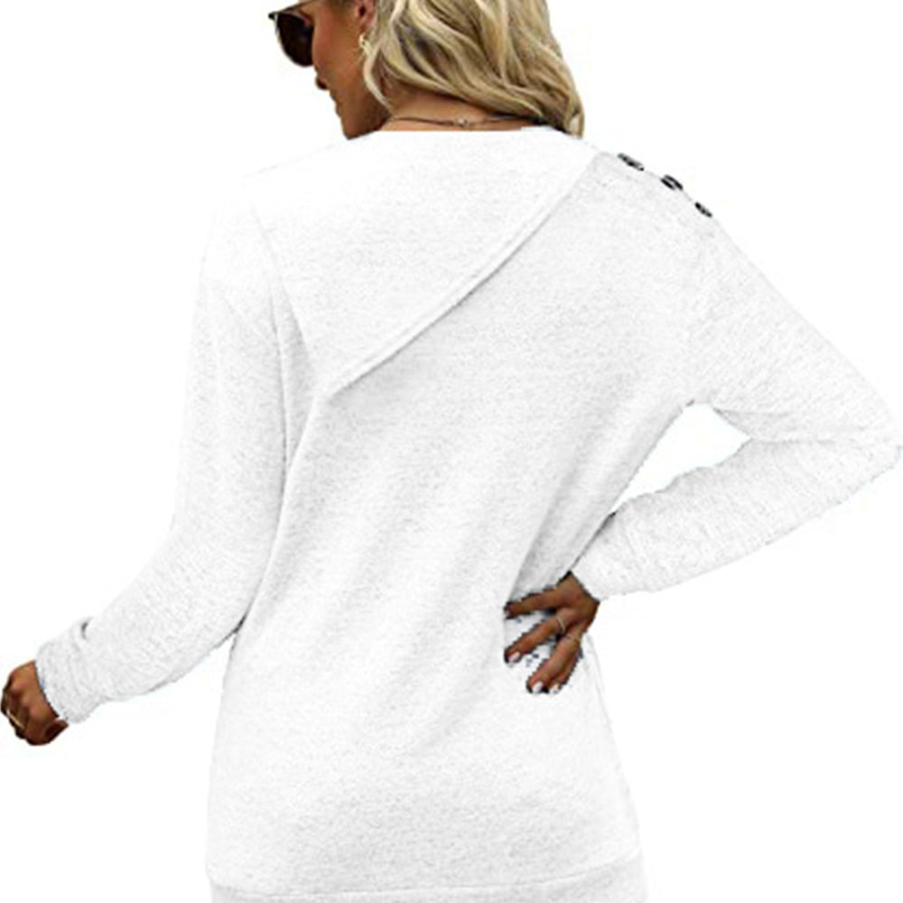 Macymars™ Women's Round Neck Button Long-sleeved Sweatshirt T-shirt