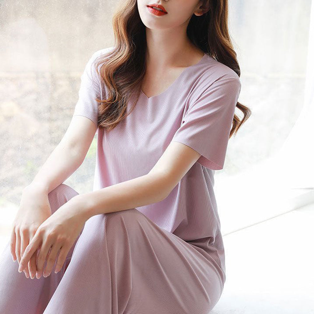 Macymars™ Ice Silk T-Shirt And Wide-leg Pants Two Piece Set