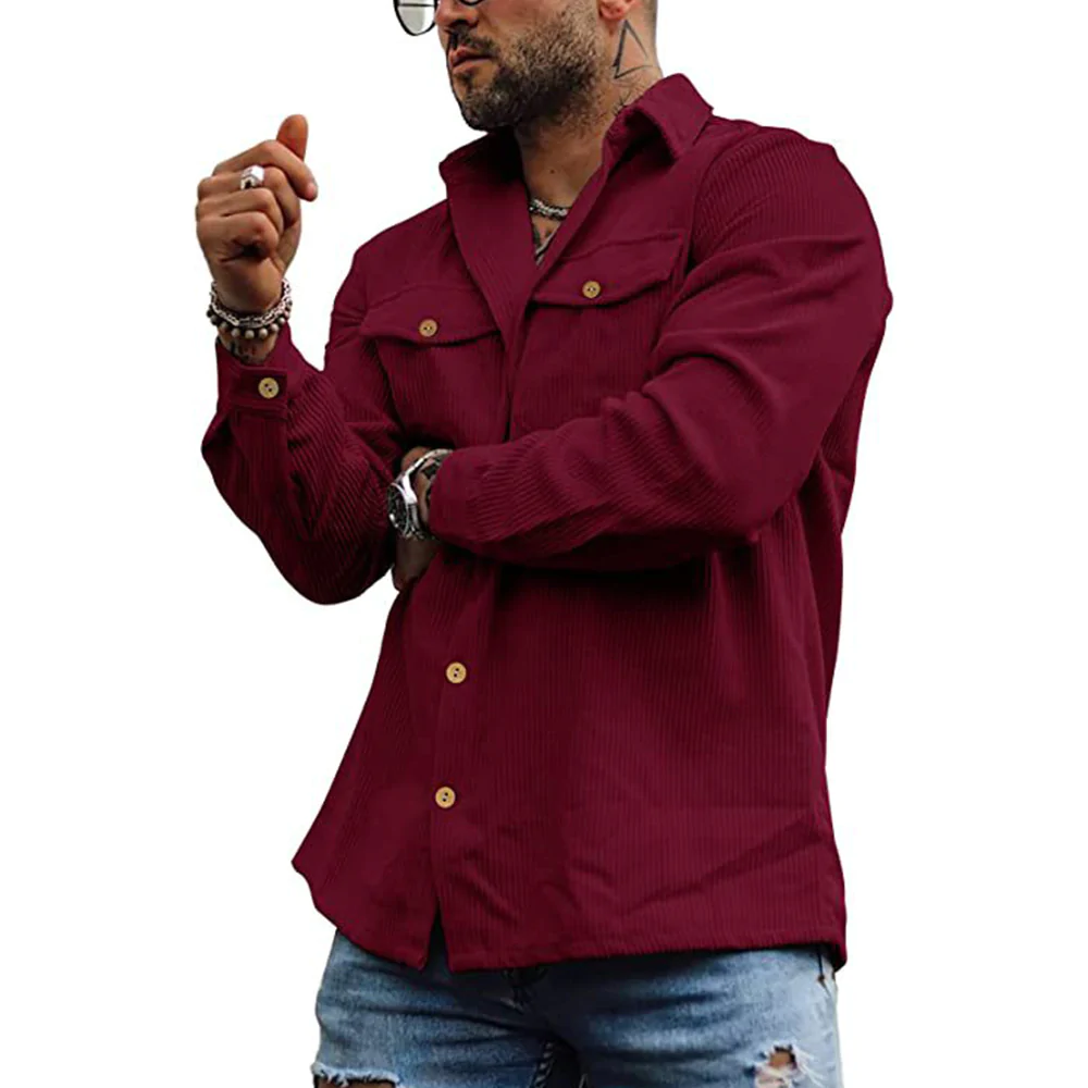 Macymars™ Men's Flap Pocket Lapel Corduroy Coat