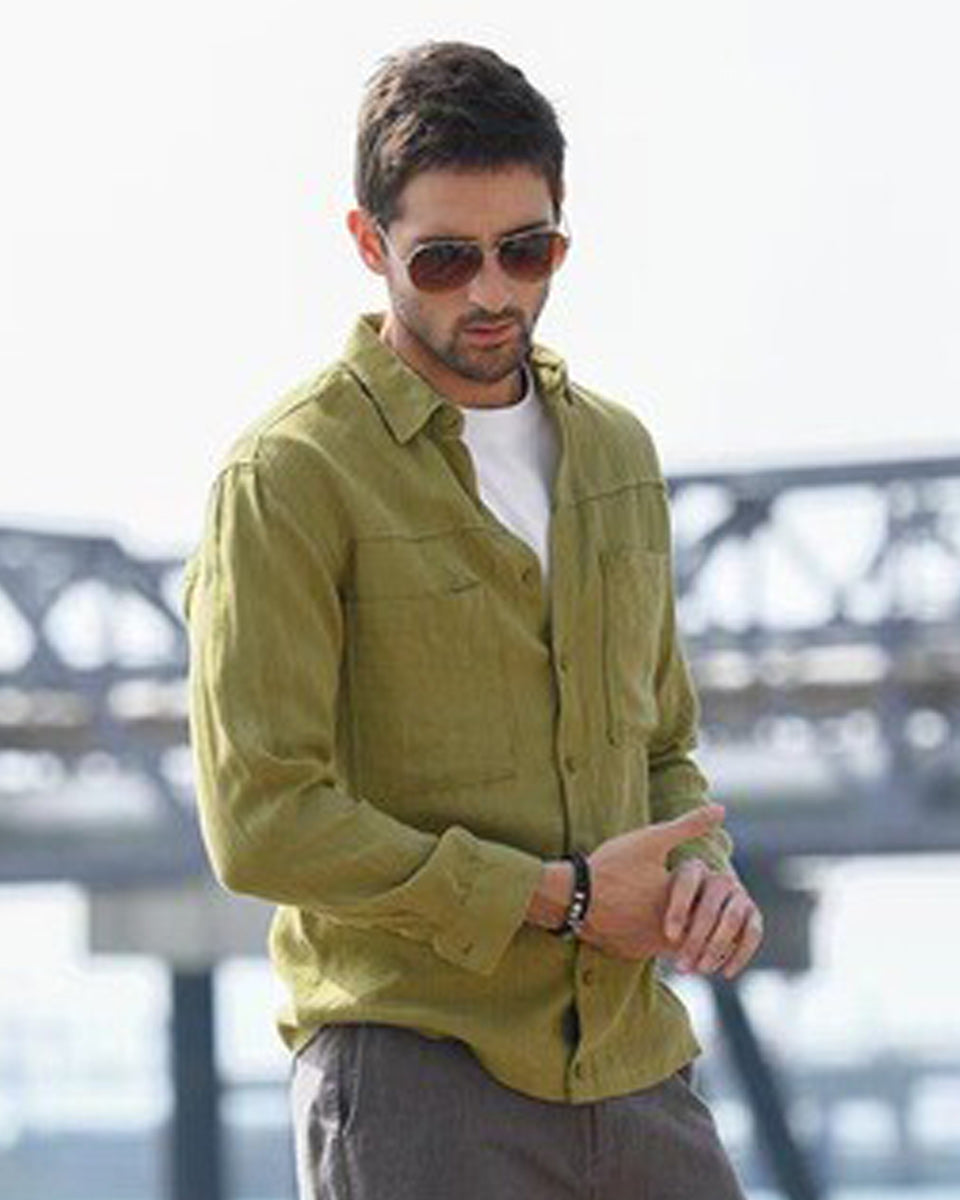 Macymars™ Men's Casual Solid Color Long Sleeve Lapel Shirts