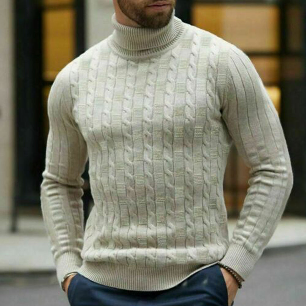 Macymars™ Men's Solid Jacquard Turtleneck Sweater