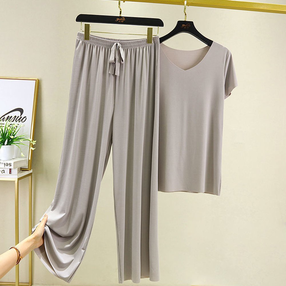 Macymars™ Ice Silk T-Shirt And Wide-leg Pants Two Piece Set