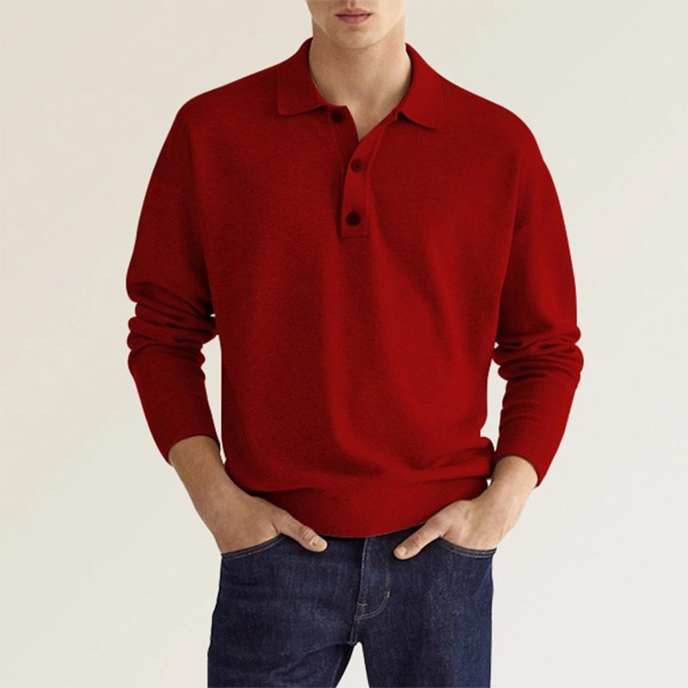 Macymars™ Men's Autumn Long Sleeve V-Neck Button Casual Polo Shirt