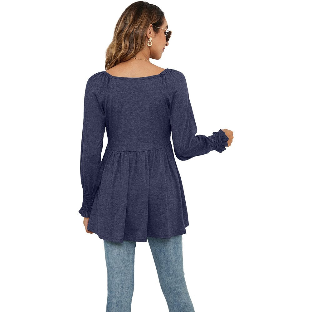 Macymars™ 2022 Autumn And Winter New Women's V-neck Bubble Long-sleeved Cummerbund Top T-shirt