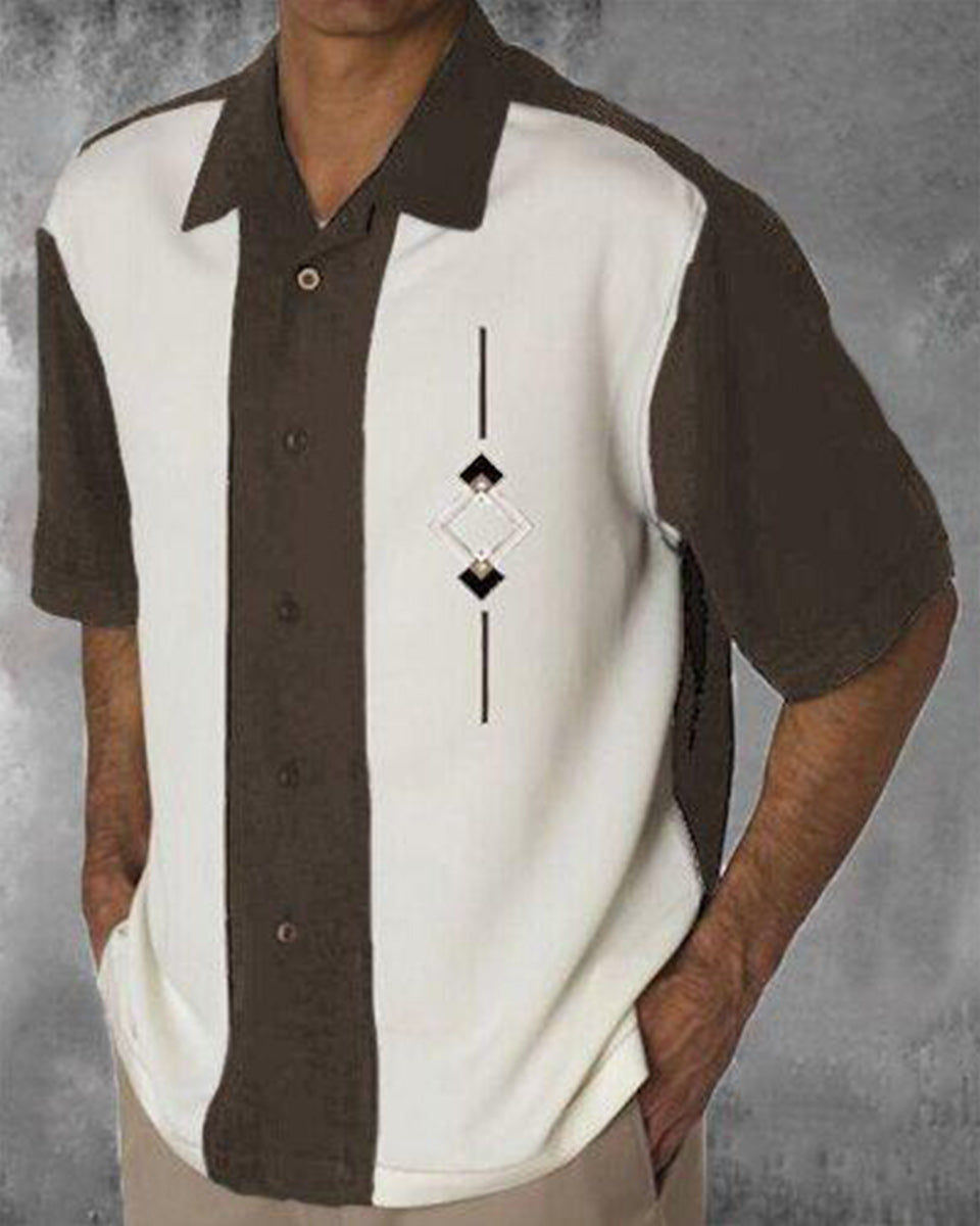 Macymars™ Men's Cotton Linen Embroidered Lapel Short Sleeve Shirt