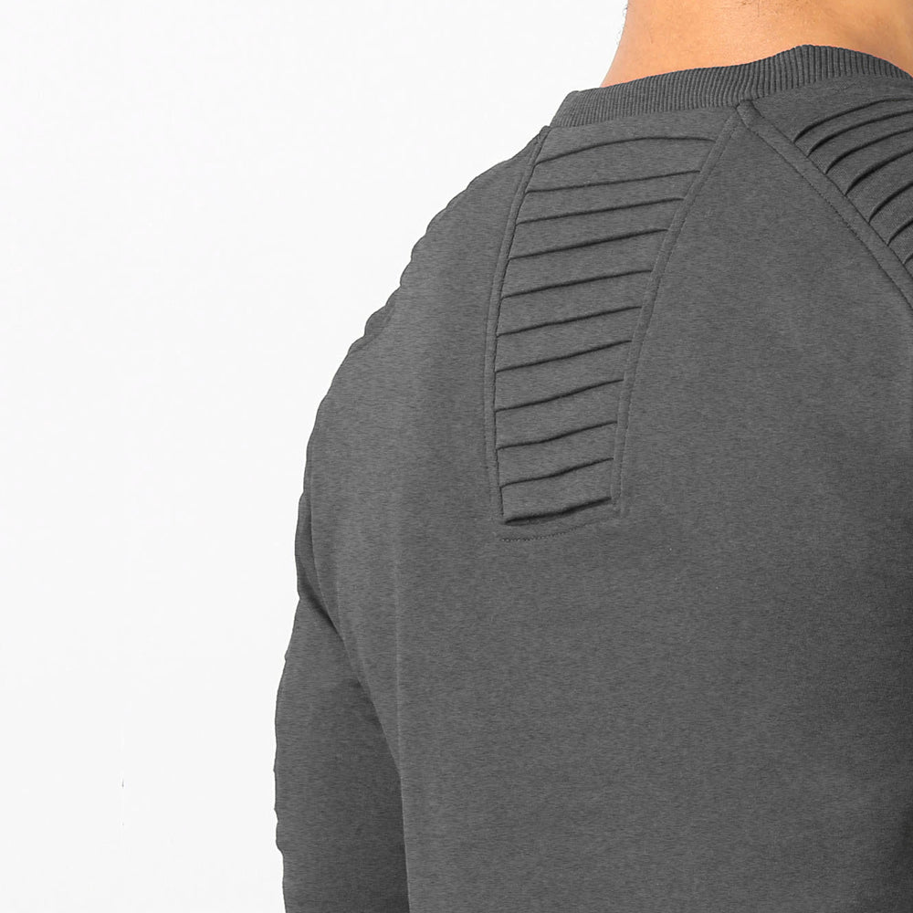 Macymars™ Men's Round Neck Solid Wrinkled Raglan Sleeve Pullover Shirt