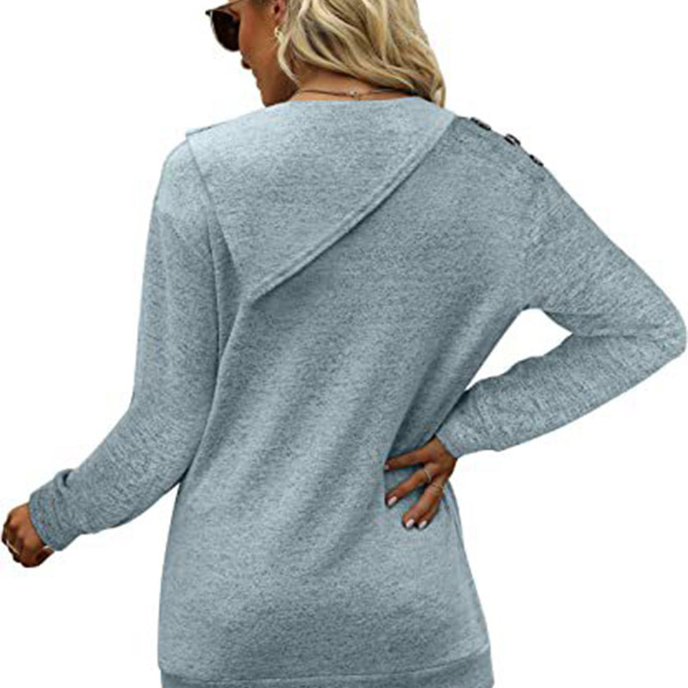 Macymars™ Women's Round Neck Button Long-sleeved Sweatshirt T-shirt