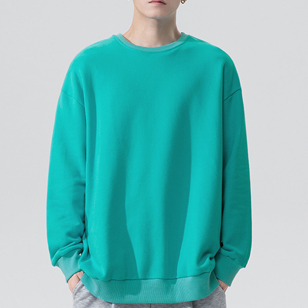 Macymars™ Men's Long Sleeve Round Neck Pullover Solid Color Sweatshirt