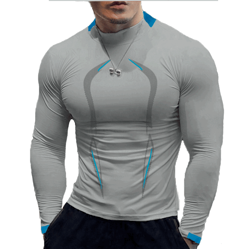 Macymars™ Men Sports Round Neck Long Sleeve Elastic Quick Drying Fitness Top