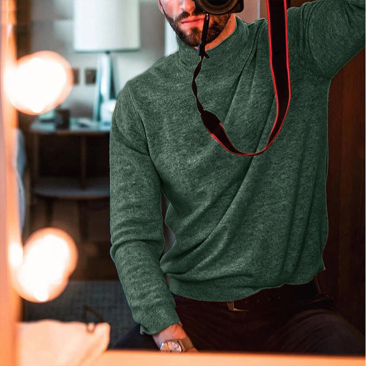 Macymars™ Men's Long Sleeve Turtleneck Sweater Plus Size Knitted Bottoming Shirt