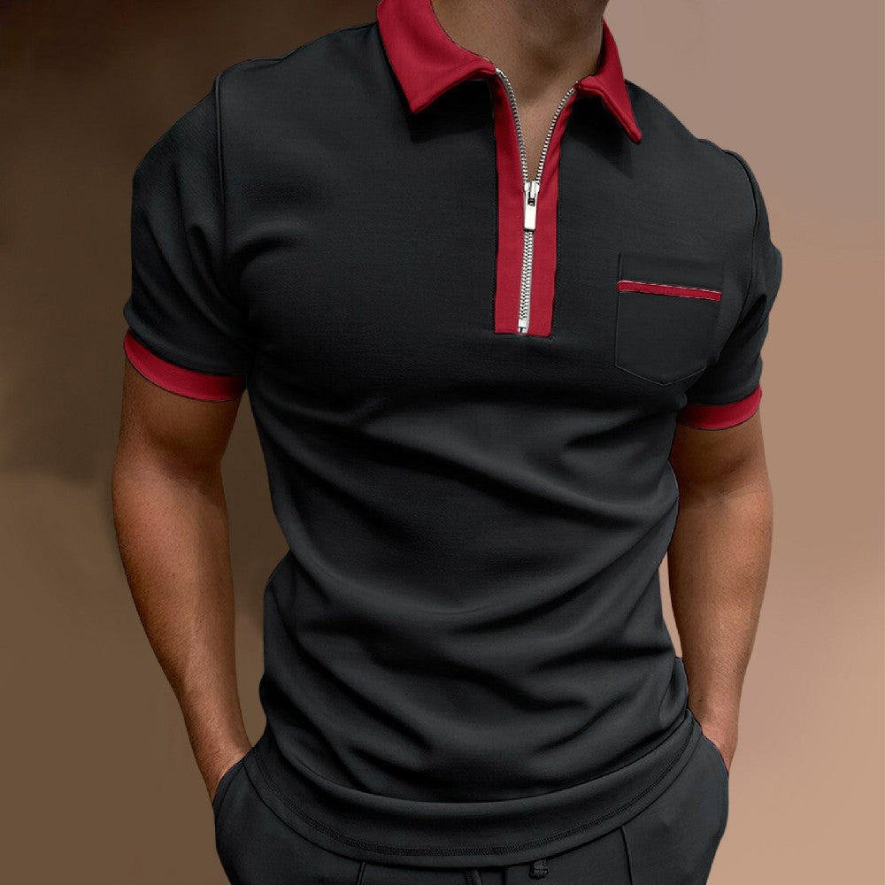 Macymars™ Men's Lapel Zipper Pocket Polo Shirt