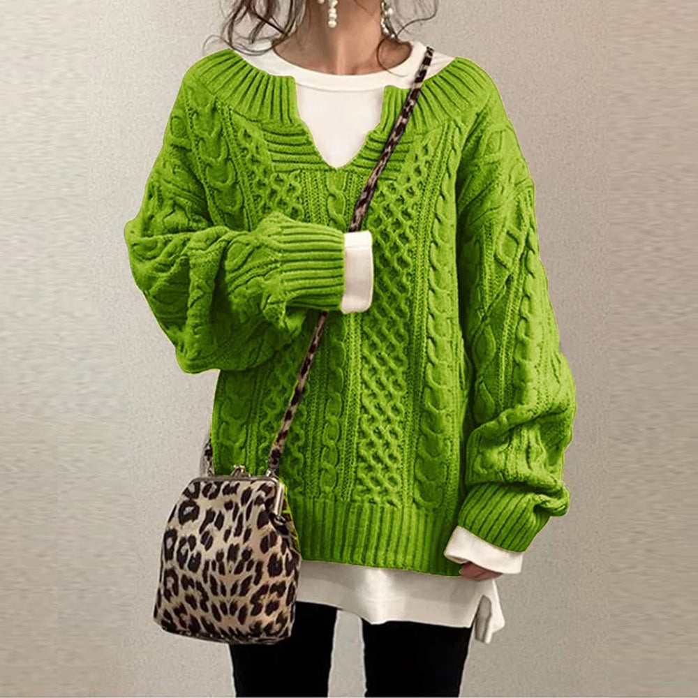 Macymars™ Women's V-neck twist sweater knitted sweater