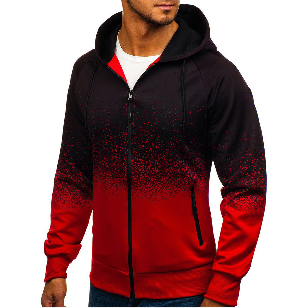 Macymars™ Men's Gradient Print Hooded Zip Sweatshirt Jacket