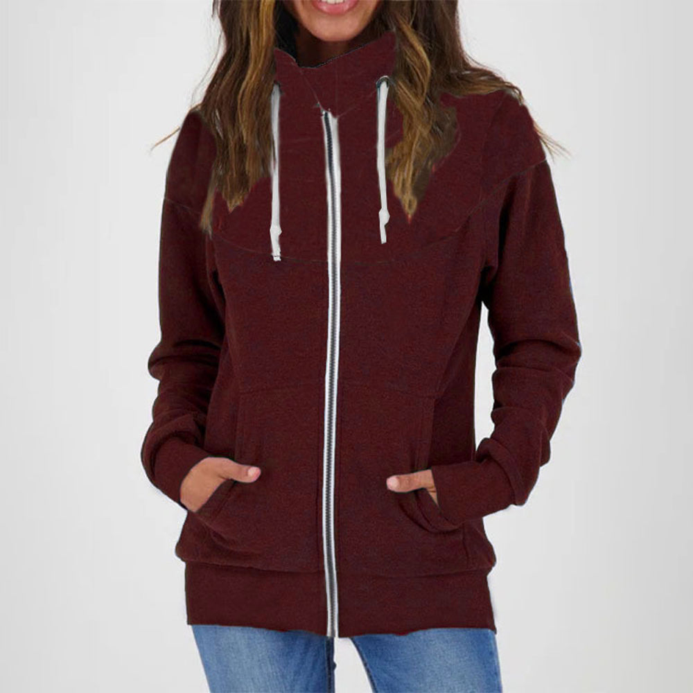 Macymars™ Womens Solid Color Drawstring Zip Long Sleeve Sweatshirt