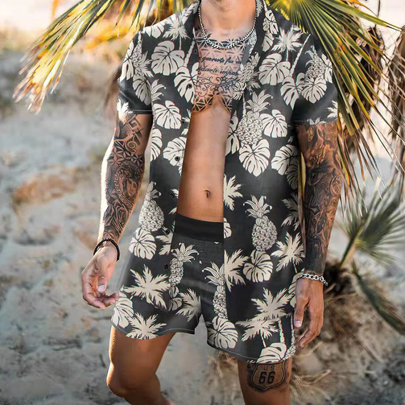 Macymars™ Men's Flower Shirt Hawaiian Sets Casual Button Down Short Sleeve Shirt and Shorts