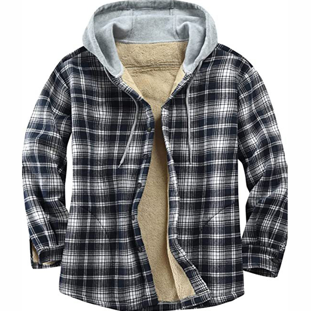 Macymars™ Men's Plaid Fleece Hooded Jacket