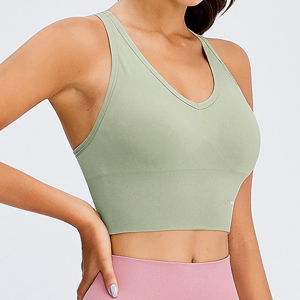 Macymars™ V-neck X-back 4-breasted Sports Bra
