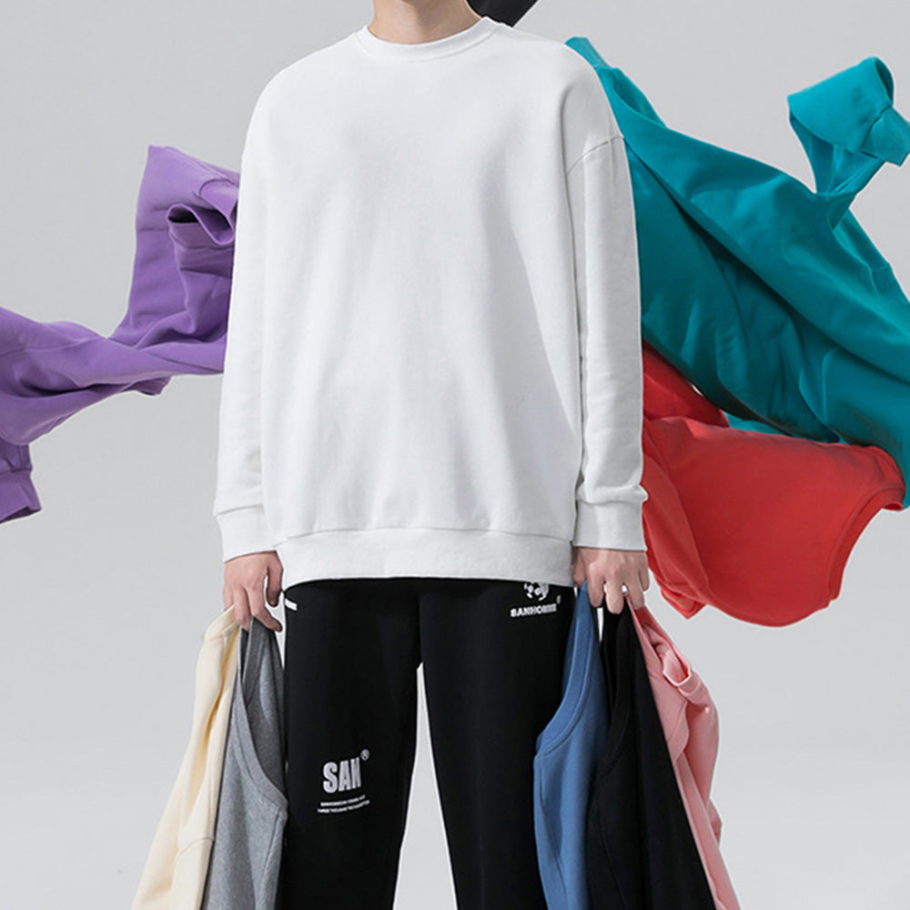 Macymars™ Men's Long Sleeve Round Neck Pullover Solid Color Sweatshirt