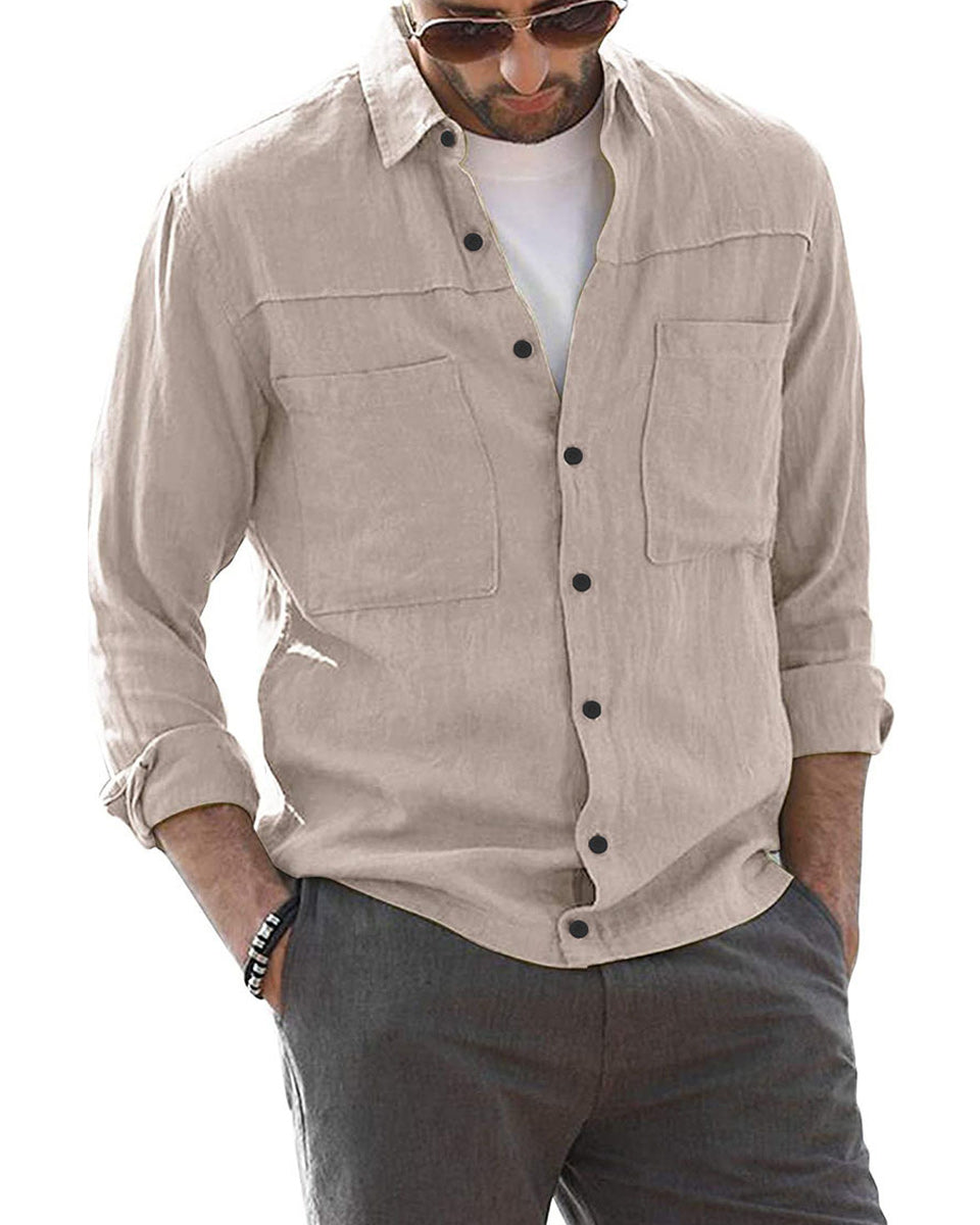 Macymars™ Men's Casual Solid Color Long Sleeve Lapel Shirts