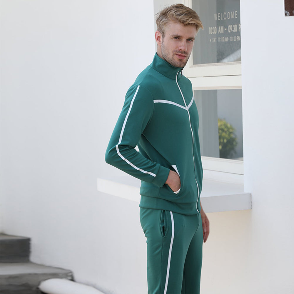 Macymars™ Men's Stand-up Collar Zipper Top Pants Set